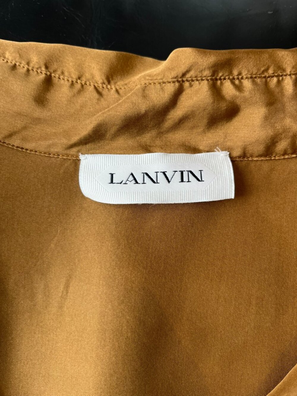 Lanvin Bronze Silk Draped Tie-Neck Blouse - Size 36 (US 4) - Picture 4 of 5